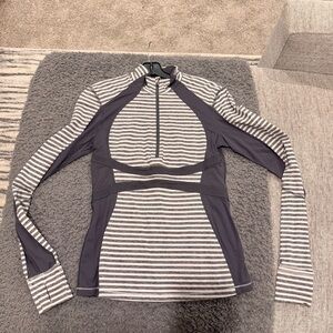lululemon athletica Gray Striped Long Sleeve Top